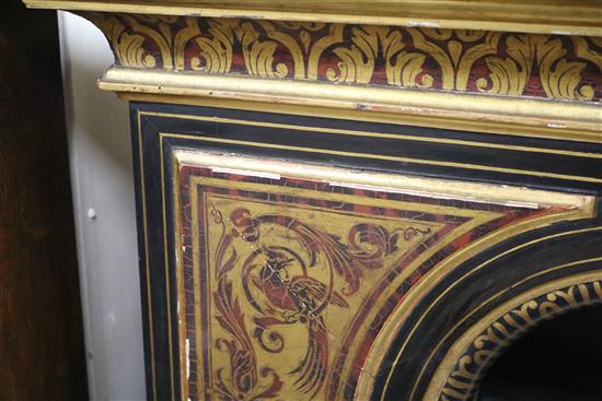 A 19th century faux boulle work ebonised bookcase W.164cm